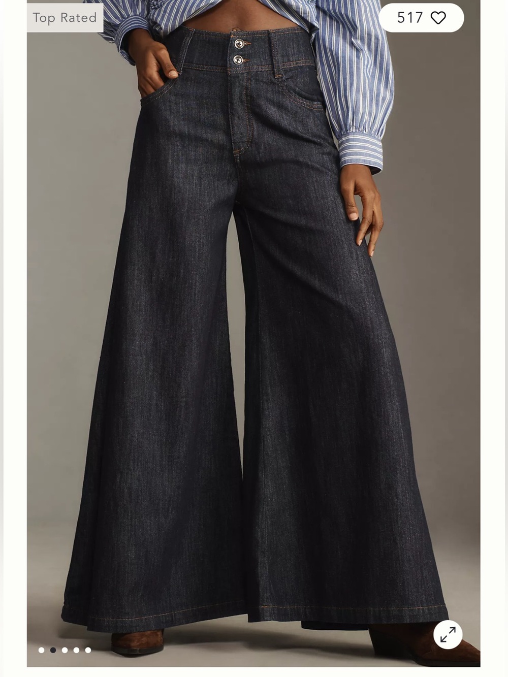Anthropologie Pilcro Dramazzo Mid Rise Ultra Wide Leg Jeans in Dark Wash